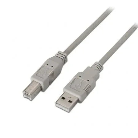 Cable USB 2.0 Impresora Aisens A101-0004/ USB Tipo-B Macho - USB Macho/ 4.5m/ Beige - PixelPlaza