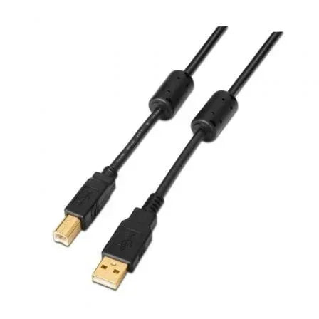 Cable USB 2.0 Impresora Aisens A101-0011/ USB Tipo-B Macho - USB Macho/ 5m/ Negro - PixelPlaza