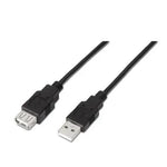 Cable Alargador USB 2.0 Aisens A101-0015/ USB Macho - USB Hembra/ Hasta 2.5W/ 60Mbps/ 1m/ Negro - PixelPlaza