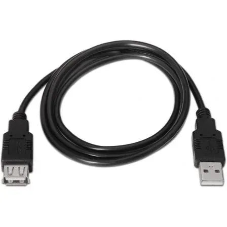 Cable Alargador USB 2.0 Aisens A101-0015/ USB Macho - USB Hembra/ Hasta 2.5W/ 60Mbps/ 1m/ Negro - PixelPlaza
