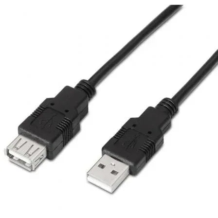Cable Alargador USB 2.0 Aisens A101-0016/ USB Macho - USB Hembra/ Hasta 2.5W/ 60Mbps/ 1.8m/ Negro - PixelPlaza