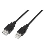 Cable Alargador USB 2.0 Aisens A101-0017/ USB Macho - USB Hembra/ Hasta 2.5W/ 60Mbps/ 3m/ Negro - PixelPlaza