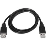 Cable Alargador USB 2.0 Aisens A101-0017/ USB Macho - USB Hembra/ Hasta 2.5W/ 60Mbps/ 3m/ Negro - PixelPlaza