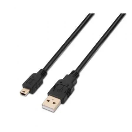 Cable USB 2.0 Aisens A101-0023/ USB Macho - USB Mini Macho/ 50cm/ Negro - PixelPlaza