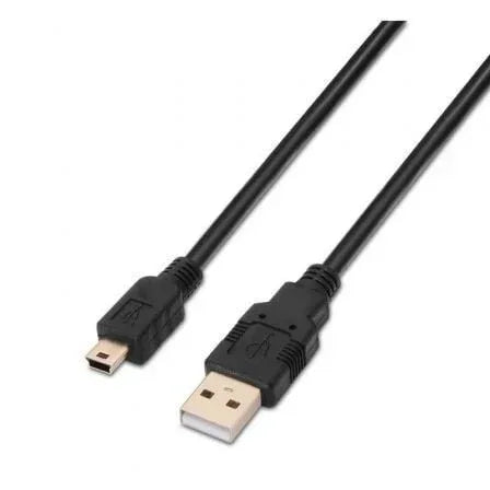 Cable USB 2.0 Aisens A101-0024/ USB Macho - MiniUSB Macho/ 1m/ Negro - PixelPlaza
