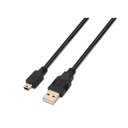 Cable USB 2.0 Aisens A101-0025/ USB Macho - USB Mini/ Hasta 2.5W/ 60Mbps/ 1.8m/ Negro - PixelPlaza