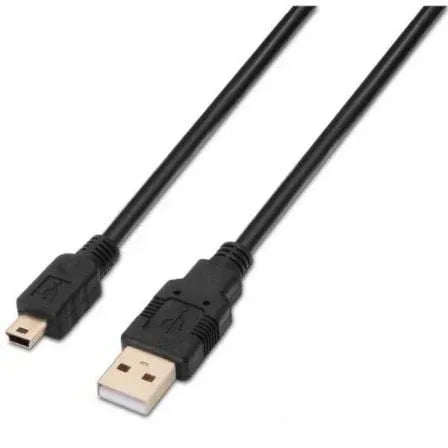 Cable USB 2.0 Aisens A101-0026/ USB Macho - MiniUSB Macho/ Hasta 2.5W/ 60Mbps/ 3m/ Negro - PixelPlaza