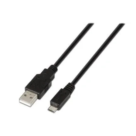 Cable USB 2.0 Aisens A101-0028/ USB Macho - MicroUSB Macho/ Hasta 2.5W/ 60Mbps/ 1.8m/ Negro - PixelPlaza