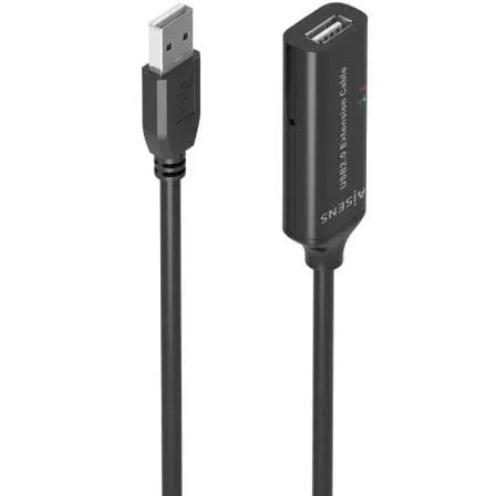 Cable Alargador USB 2.0 Aisens A101-0914/ USB Macho - USB Hembra/ 5m/ Negro - PixelPlaza