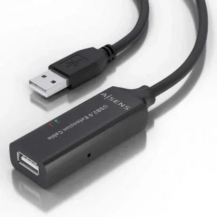 Cable Alargador USB 2.0 Aisens A101-0914/ USB Macho - USB Hembra/ 5m/ Negro - PixelPlaza