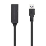 Cable Alargador USB 3.0 con Amplificador Aisens A105-0407/ USB Macho - USB Hembra/ Hasta 9W/ 625Mbps/ 5m/ Negro - PixelPlaza