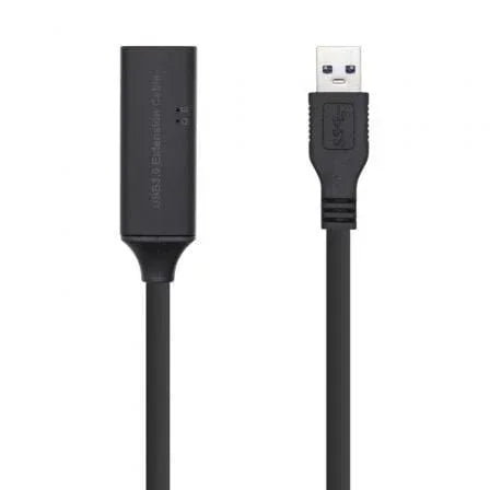 Cable Alargador USB 3.0 con Amplificador Aisens A105-0407/ USB Macho - USB Hembra/ Hasta 9W/ 625Mbps/ 5m/ Negro - PixelPlaza