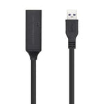 Cable Alargador USB 3.0 con Amplificador Aisens A105-0408/ USB Macho - USB Hembra/ Hasta 9W/ 625Mbps/ 10m/ Negro - PixelPlaza