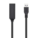 Cable Alargador USB 3.0 con Amplificador Aisens A105-0409/ USB Macho - USB Hembra/ Hasta 9W/ 625Mbps/ 15m/ Negro - PixelPlaza