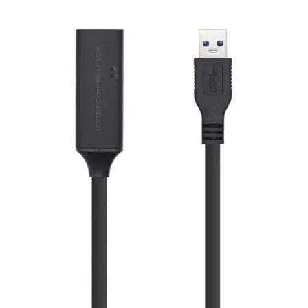 Cable Alargador USB 3.0 con Amplificador Aisens A105-0409/ USB Macho - USB Hembra/ Hasta 9W/ 625Mbps/ 15m/ Negro - PixelPlaza