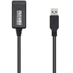 Cable Alargador USB 3.0 con Amplificador Aisens A105-0525/ USB Macho - USB Hembra/ Hasta 9W/ 625Mbps/ 5m/ Negro - PixelPlaza