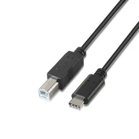Cable USB 2.0 Impresora Aisens A107-0054/ USB Tipo-C Macho - USB Tipo-B Macho/ 480Mbps/ 2m/ Negro - PixelPlaza