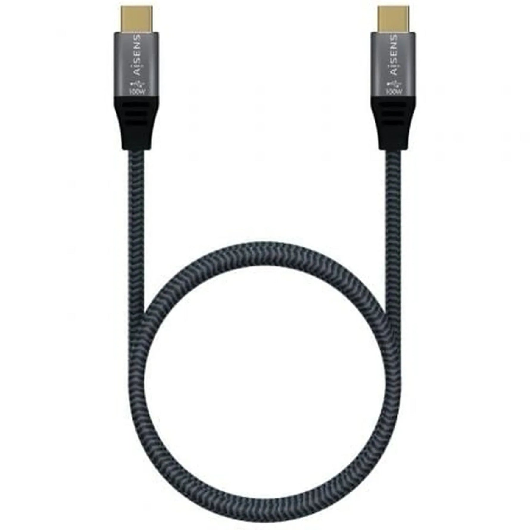 Cable USB 2.0 Tipo-C Aisens A107-0629 5A 100W/ USB Tipo-C Macho - USB Tipo-C Macho/ Hasta 100W/ 480Mbps/ 2m/ Gris - PixelPlaza