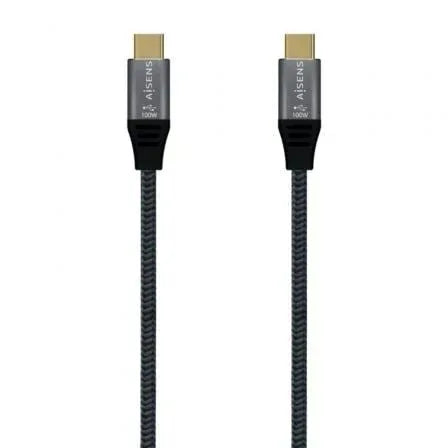Cable USB 3.2 Tipo-C Aisens A107-0670 20GBPS 100W/ USB Tipo-C Macho - USB Tipo-C Macho/ Hasta 100W/ 20Gbps/ 60cm/ Gris - PixelPlaza