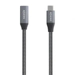 Cable Alargador USB 3.2 Aisens A107-0760/ USB Tipo-C Macho - USB Tipo-C Hembra/ Hasta 100W/ 20Gbps/ 50cm/ Gris - PixelPlaza
