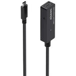 Cable Alargador USB 3.2 con Amplificador Aisens A107-0869/ USB Tipo-C Macho - USB Tipo-C Hembra/ Hasta 100W/ 20Gbps/ 5m/ Negro - PixelPlaza