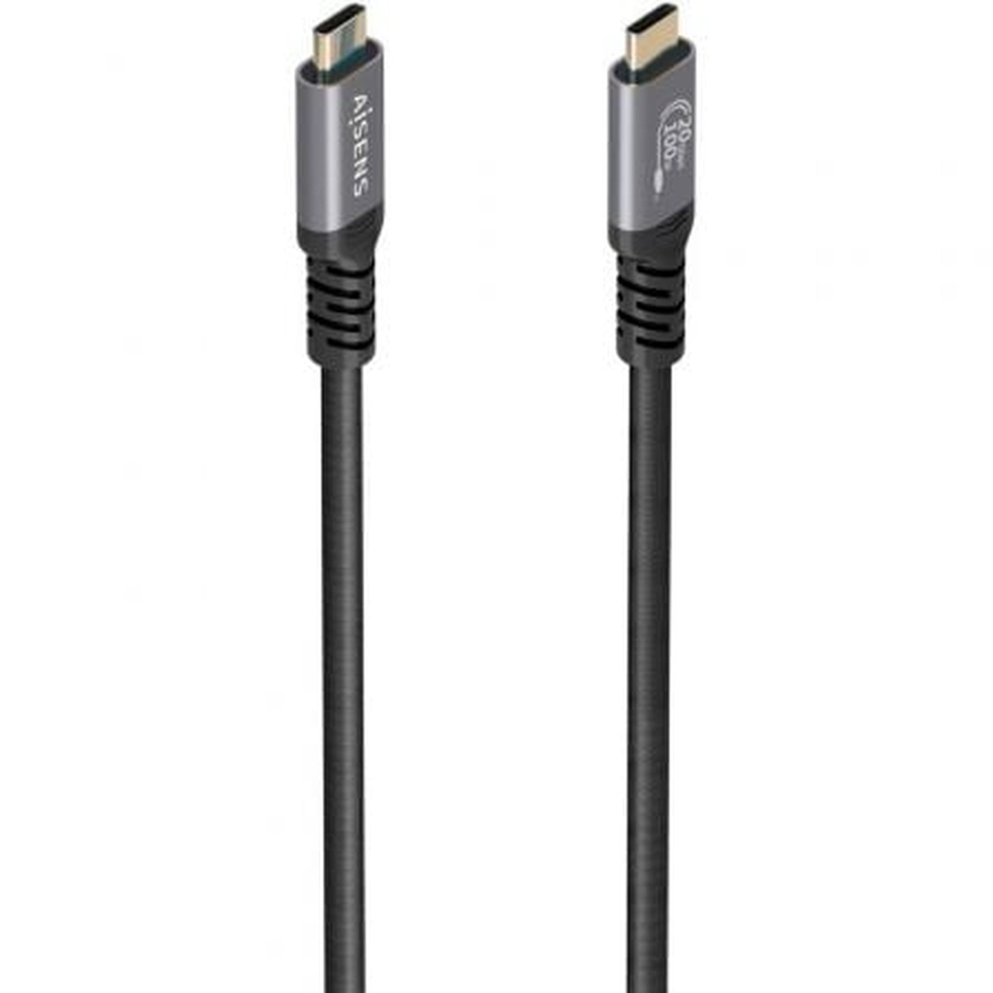 Cable USB 3.2 Tipo-C Aisens A107-0988/ USB Tipo-C Macho - USB Tipo-C Macho/ Hasta 100W/ 20Gbps/ 3m/ Negro