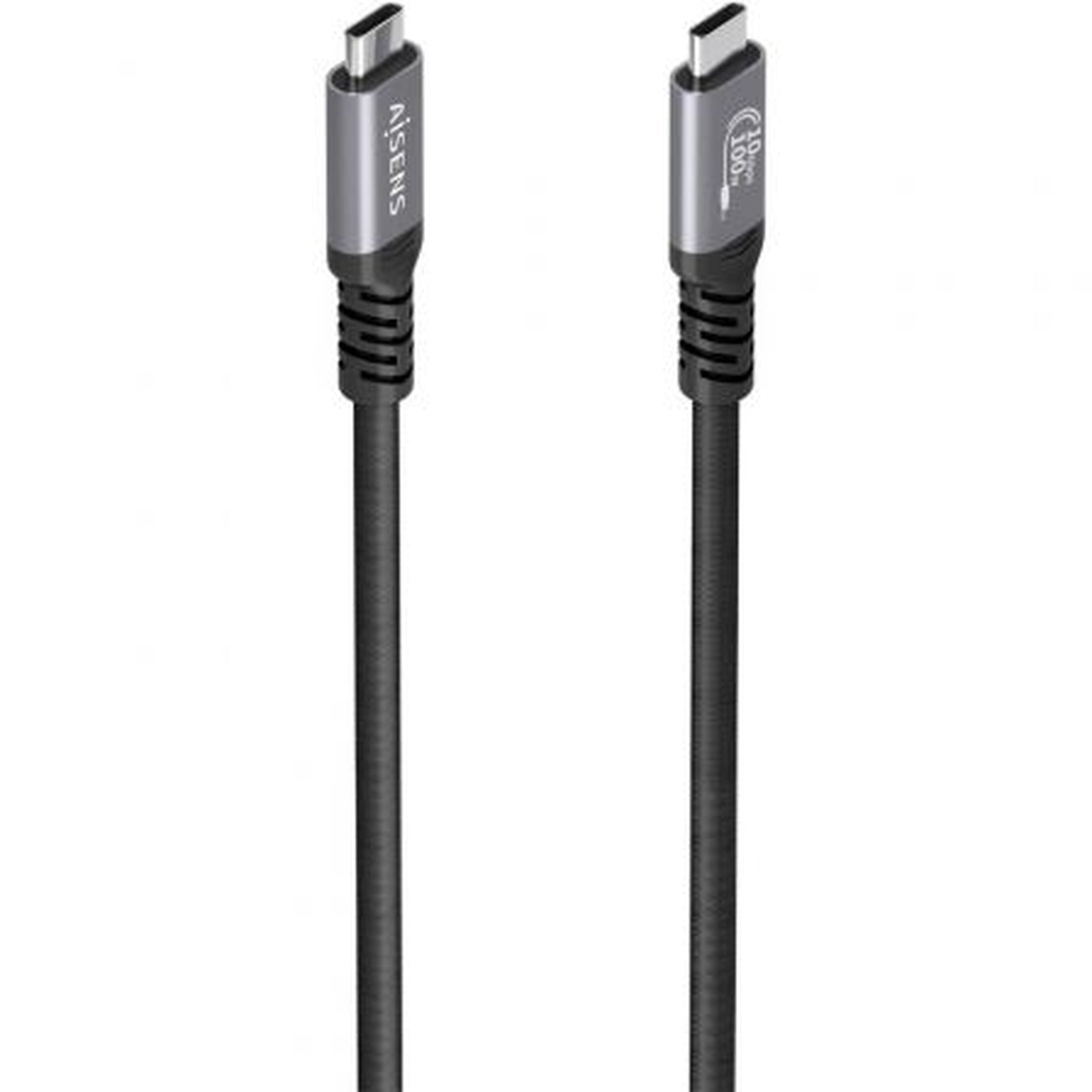 Cable USB 3.2 Tipo-C Aisens A107-0989/ USB Tipo-C Macho - USB Tipo-C Macho/ Hasta 100W/ 10Gbps/ 4m/ Negro