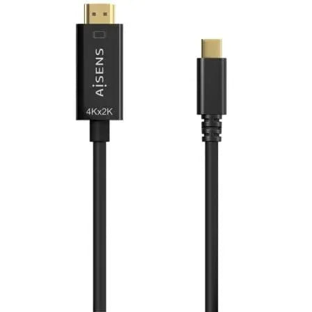 Cable Conversor HDMI 4K Aisens A109-0624/ USB Tipo-C Macho - HDMI Macho/ Hasta 27W/ 1250Mbps/ 1.8m/ Negro - PixelPlaza
