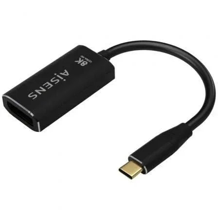 Conversor Aisens A109-0690/ USB Tipo-C Macho - DisplayPort Hembra/ Hasta 27W/ 1250Mbps/ 15cm/ Negro - PixelPlaza