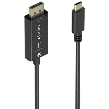Cable Conversor Aisens A109-0879/ USB Tipo-C Macho - DisplayPort Macho/ 1.8m/ Negro - PixelPlaza