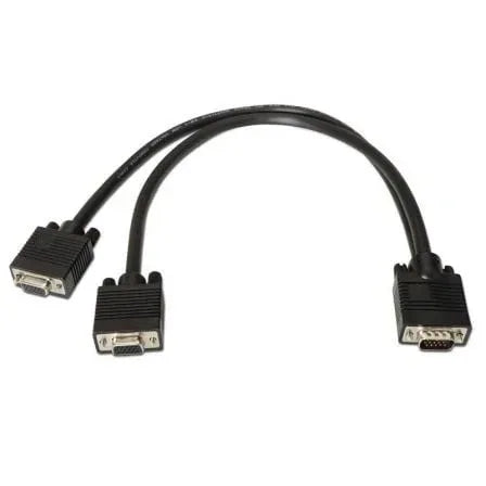 Cable Duplicador SVGA Aisens A113-0081/ VGA Macho - 2x VGA Hembra/ Hasta 3W/ 10Mbps/ 45cm/ Negro - PixelPlaza