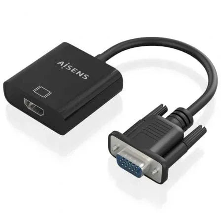 Cable Conversor Aisens A115-0873/ VGA Macho/ HDMI Hembra - Jack 3.5 Hembra - MicroUSB / 20cm/ Negro - PixelPlaza