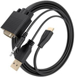 Cable Conversor Aisens A115-1007 SVGA Macho - USB Macho - Jack Macho/ HDMI Macho/ 1m/ Negro