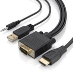 Cable Conversor Aisens A115-1007 SVGA Macho - USB Macho - Jack Macho/ HDMI Macho/ 1m/ Negro