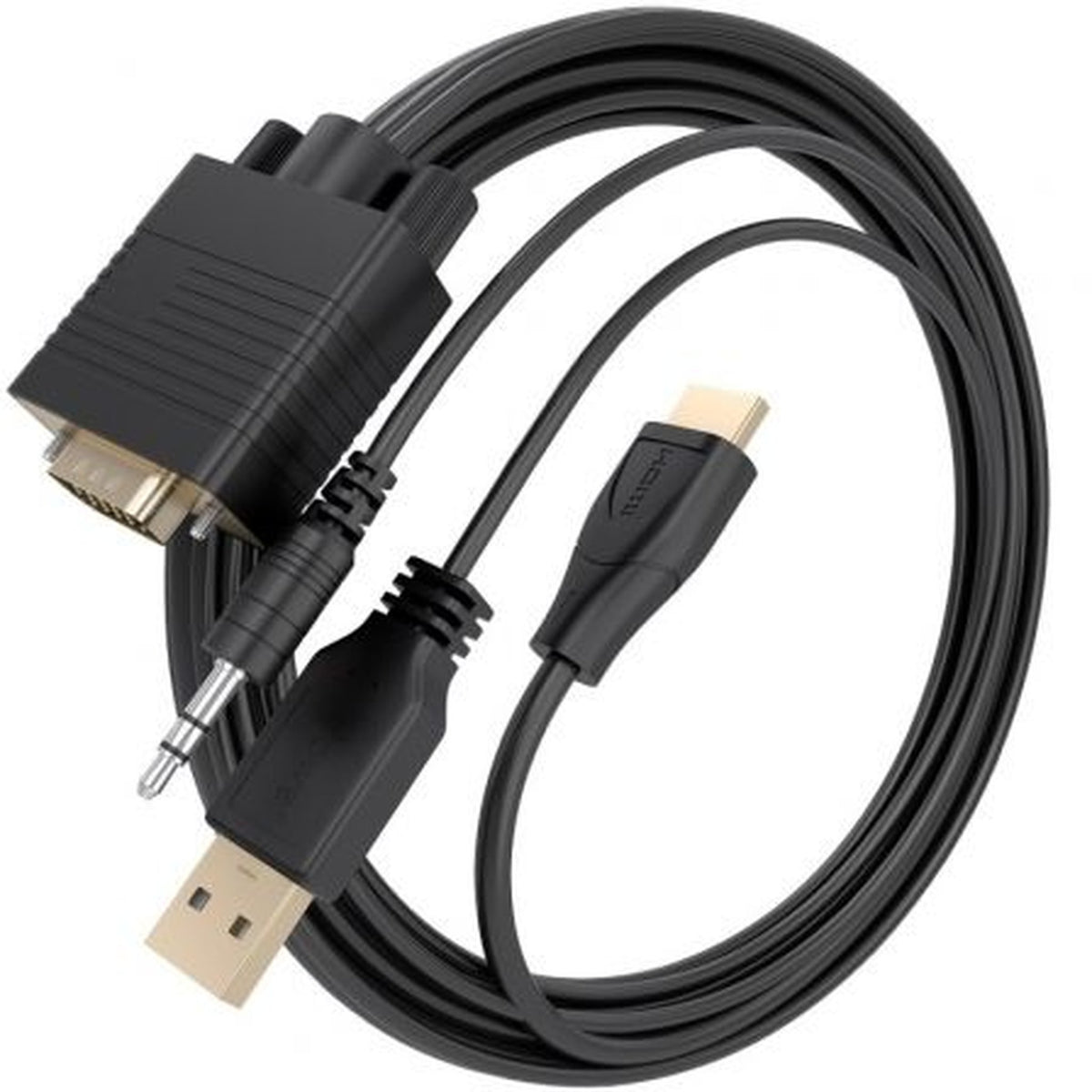 Cable Conversor Aisens A115-1008 SVGA Macho - USB Macho - Jack Macho/ HDMI Macho/ 1.5m/ Negro