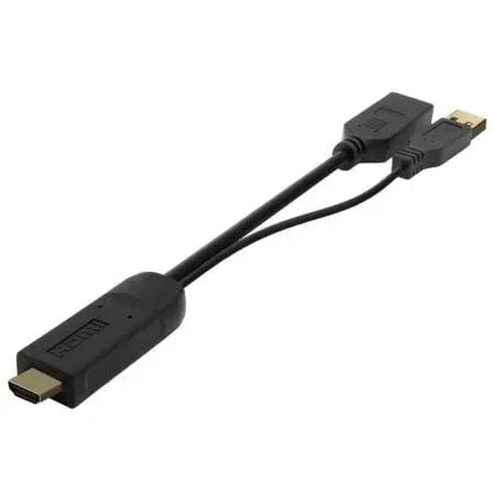Cable Conversor 4K Aisens A122-0642/ HDMI Macho - DisplayPort Hembra - USB Macho/ Hasta 10W/ 2250Mbps/ 10cm + 10cm/ Negro - PixelPlaza