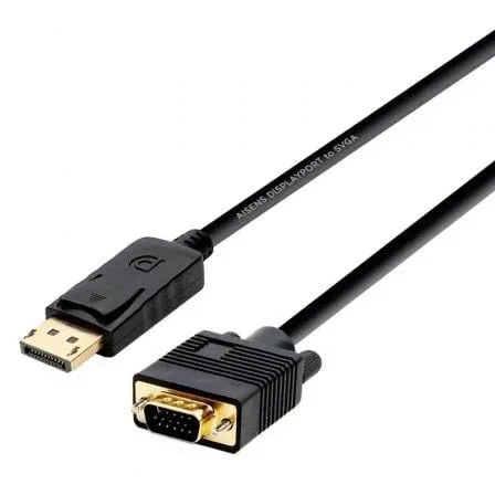 Cable Conversor Aisens A125-0365/ DisplayPort Macho - VGA Macho/ Hasta 5W/ 2300Mbps/ 2m/ Negro - PixelPlaza