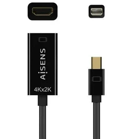 Cable Conversor Aisens A125-0643/ Mini DisplayPort Macho - HDMI Hembra/ Hasta 5W/ 2300Mbps/ 15cm/ Negro - PixelPlaza