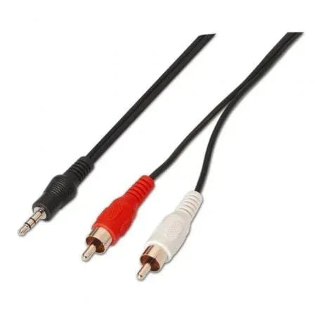 Cable Estéreo Aisens A128-0147/ Jack 3.5 Macho - 2x RCA Macho/ Hasta 0.1W/ 1.5m/ Negro - PixelPlaza