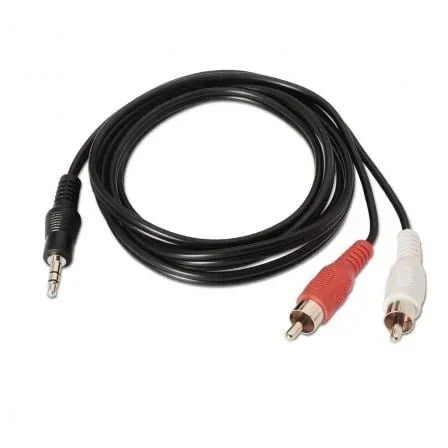 Cable Estéreo Aisens A128-0147/ Jack 3.5 Macho - 2x RCA Macho/ Hasta 0.1W/ 1.5m/ Negro - PixelPlaza