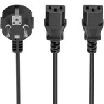 Cable Alimentación CPU Aisens A132-0864/ CEE7 Macho - 2x C13 Hembra/ 1.8m/ Negro - PixelPlaza