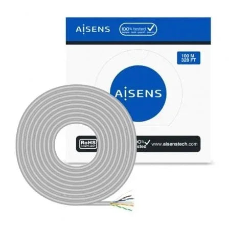 Bobina de Cable RJ45 UTP AWG23 CCA (Aleación) Aisens A135-0660 Cat.6/ 100m/ Gris - PixelPlaza
