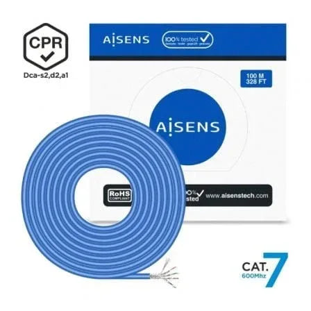 Bobina de Cable RJ45 SFTP AWG23 LSZH CPR Dca Aisens A146-0664 Cat.7/ 100m/ Azul - PixelPlaza
