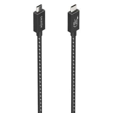 Cable USB 4.0 Tipo-C Aisens A156-0867/ USB Tipo-C Macho - USB Tipo-C Macho/ Hasta 240W/ 40Gbps/ 1m/ Gris - PixelPlaza
