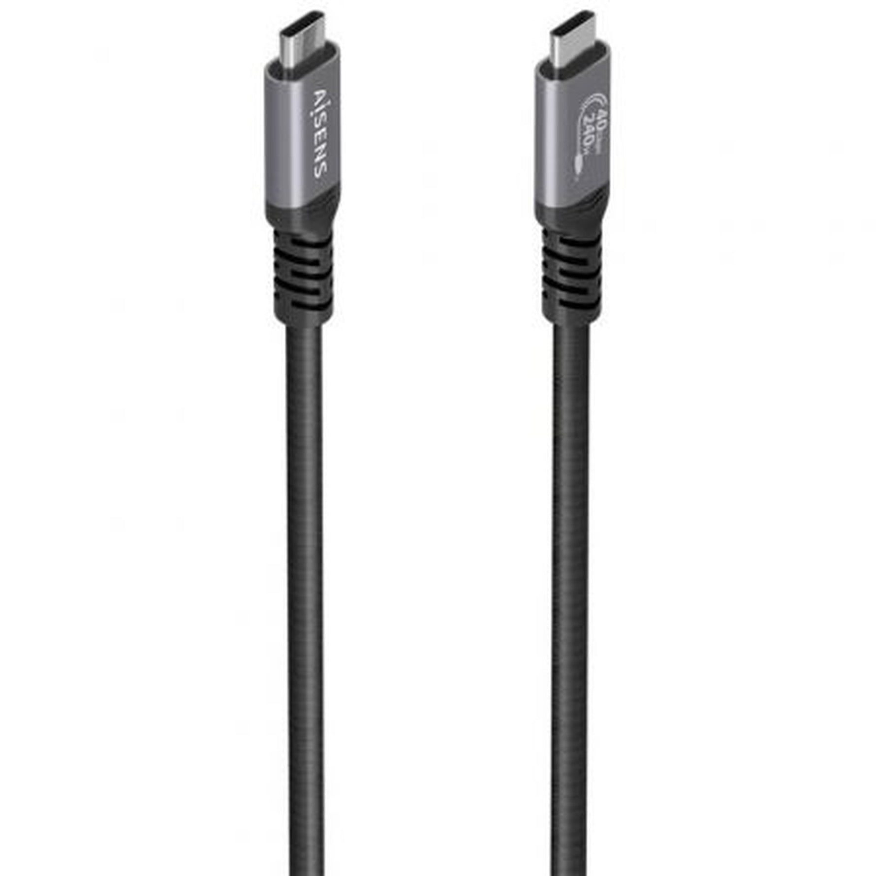 Cable USB 4.0 Tipo-C Aisens A156-0994/ USB Tipo-C Macho - USB Tipo-C Macho/ Hasta 240W/ 40Gbps/ 1m/ Negro