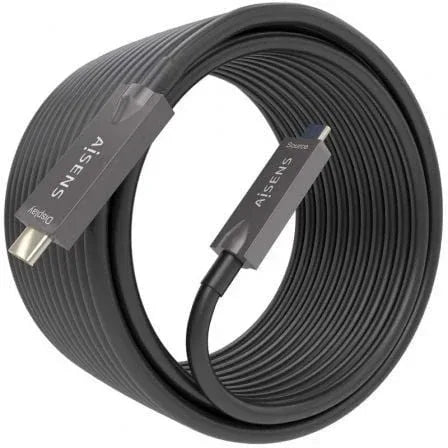 Cable USB 3.1 Tipo-C Aisens AOC A157-0882/ USB Tipo-C Macho - USB Tipo-C Macho/ Hasta 60W/ 10Gbps/ 10m/ Negro - PixelPlaza