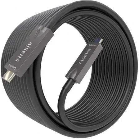Cable USB 3.1 Tipo-C Aisens AOC A157-0883/ USB Tipo-C Macho - USB Tipo-C Macho/ Hasta 60W/ 10Gbps/ 15m/ Negro - PixelPlaza