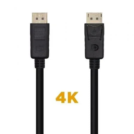 Cable DisplayPort 1.2 4K Aisens A124-0455/ DisplayPort Macho - DisplayPort Macho/ 1m/ Negro - PixelPlaza