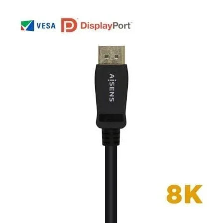 Cable DisplayPort 1.4 8K Aisens A149-0430/ DisplayPort Macho - DisplayPort Macho/ 50cm/ Certificado/ Negro - PixelPlaza