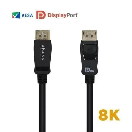 Cable DisplayPort 1.4 8K Aisens A149-0431/ DisplayPort Macho - DisplayPort Macho/ 1m/ Certificado/ Negro - PixelPlaza